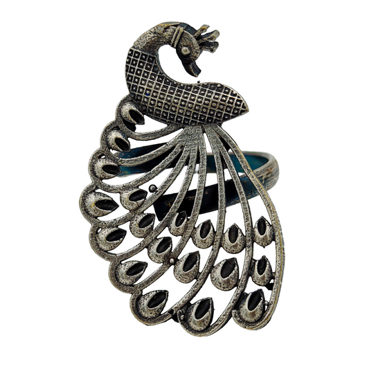 SreeVanna Mayura Ring – Ethnic Oxidized Brass Peacock Design