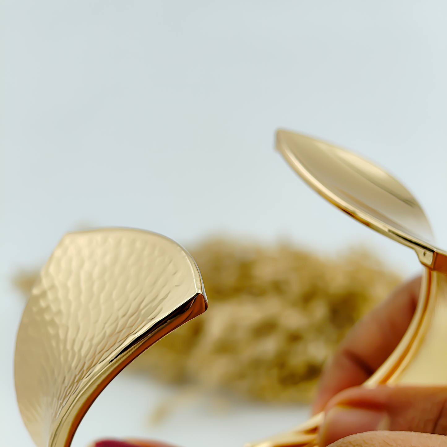 SreeVanna Aurora Hammered Gold Statement Bangle
