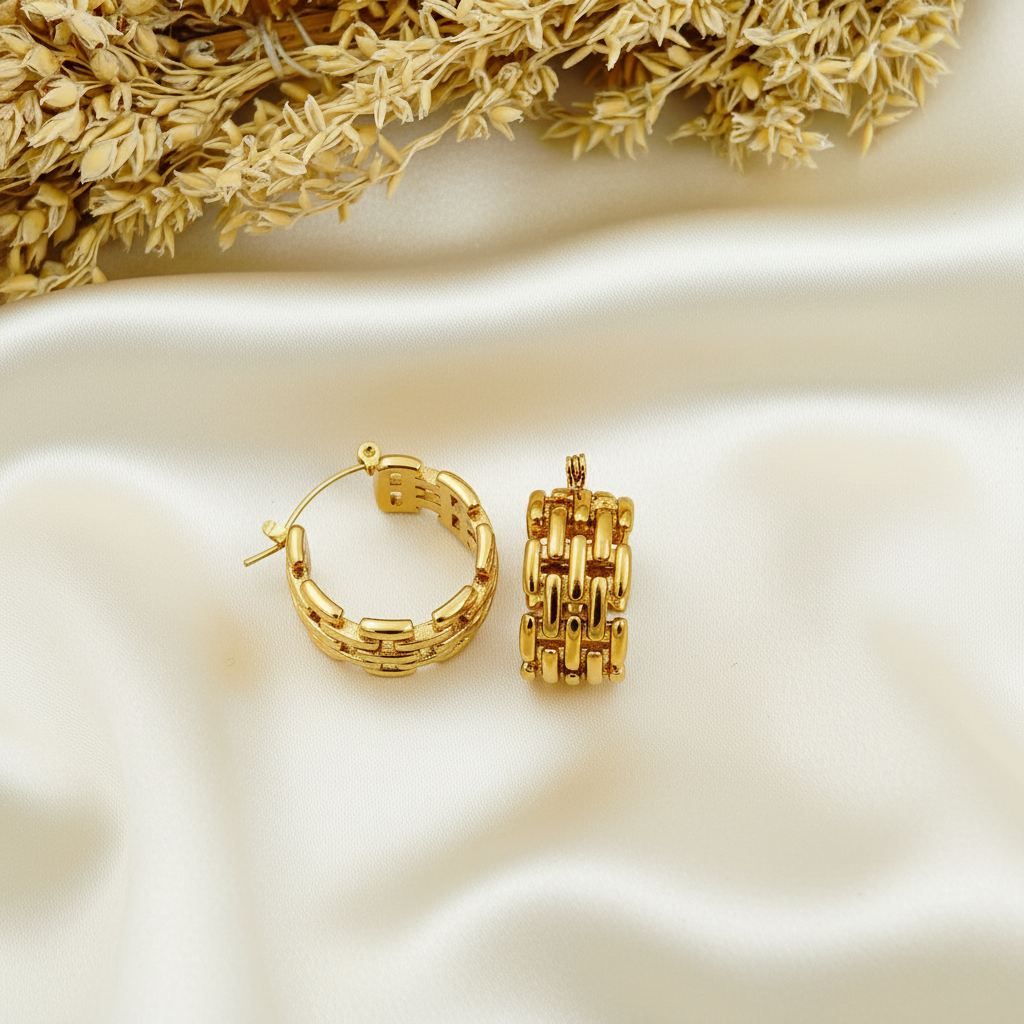 SreeVanna Golden Weave Hoop Earrings