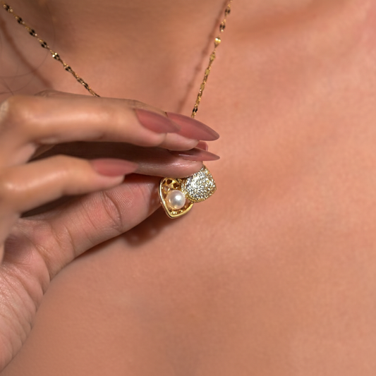 SreeVanna Secret Pearl 18K Heart Locket