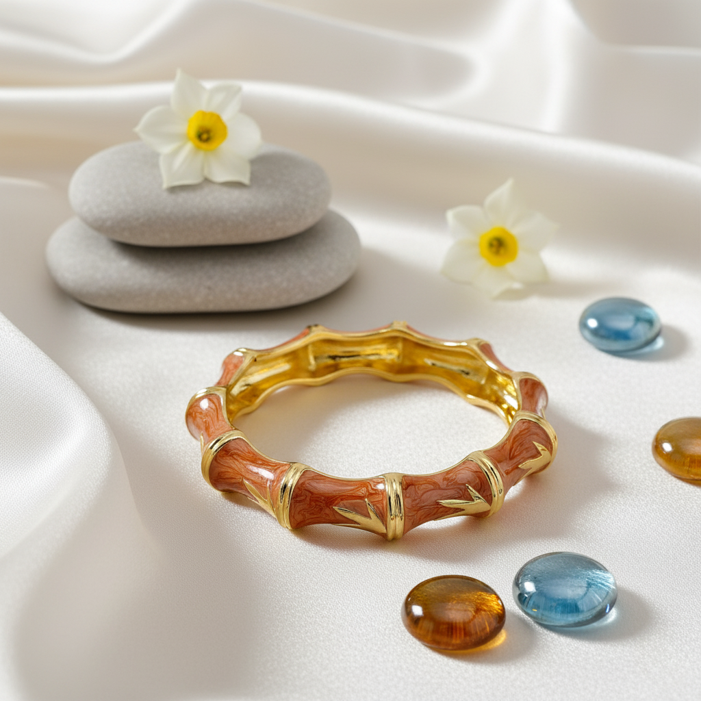 SreeVanna Luxe Bamboo Enamel Bangle (Turquoise Blue, Aqua Green, Sunshine Yellow, and Terracotta Marble)