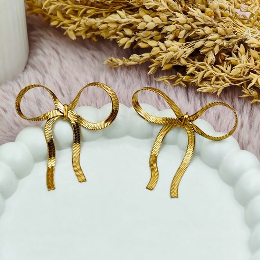 SreeVanna Golden Grace Bow Earrings
