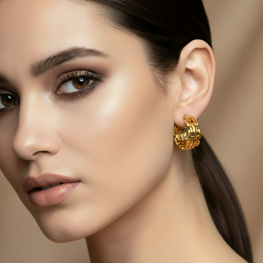 SreeVanna Golden Weave Hoop Earrings