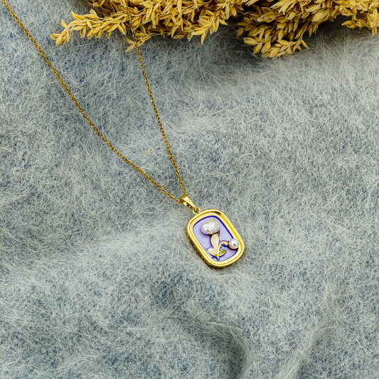 SreeVanna Amara Lilac Pearl Bloom Necklace