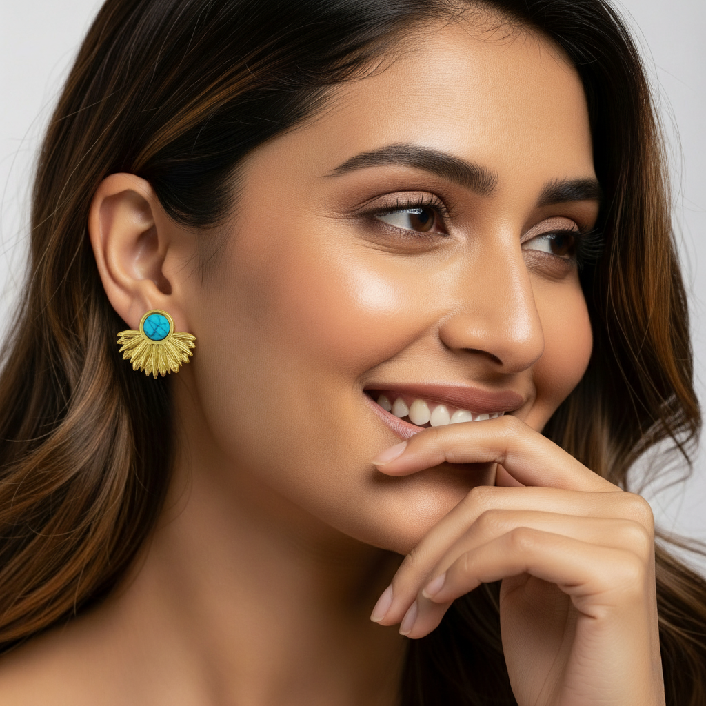 SreeVanna Turquoise Sunburst Earrings