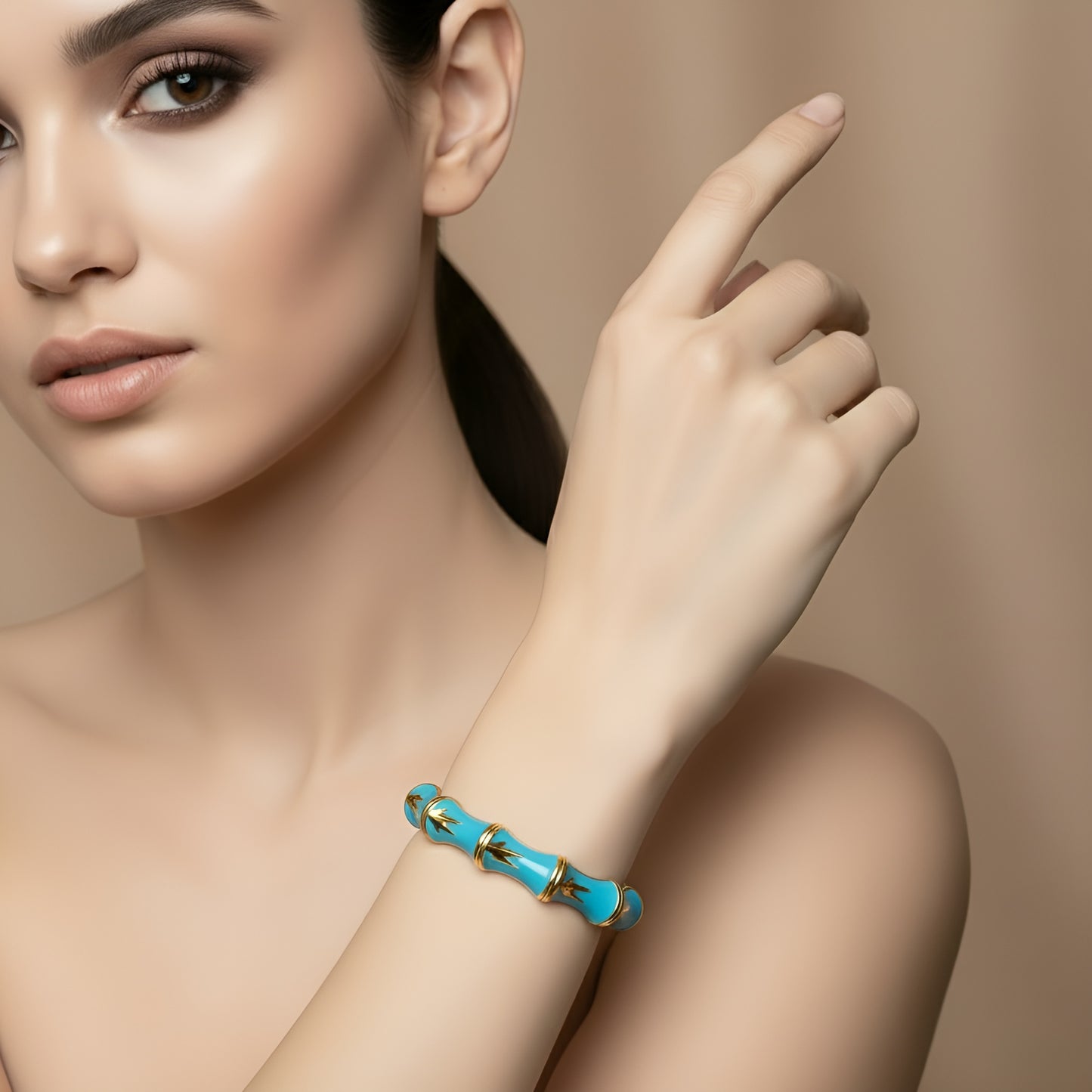 SreeVanna Luxe Bamboo Enamel Bangle (Turquoise Blue, Aqua Green, Sunshine Yellow, and Terracotta Marble)