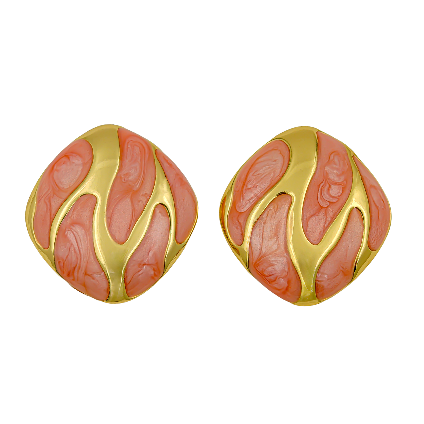 SreeVanna Élan Collection - Enamel Wave Stud Earrings (Orange, White, Pink, Aqua Blue &  Black)