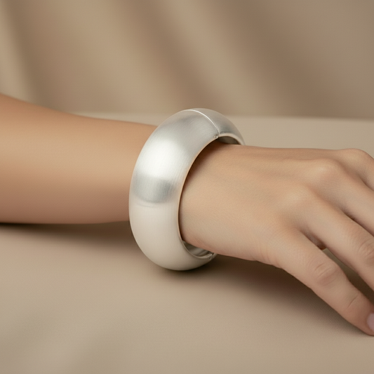 SreeVanna Luxe Matte Silver Dome Bangle