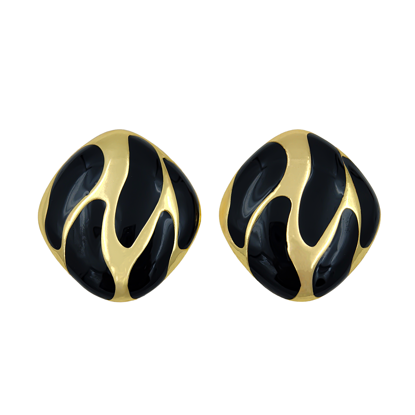 SreeVanna Élan Collection - Enamel Wave Stud Earrings (Orange, White, Pink, Aqua Blue &  Black)