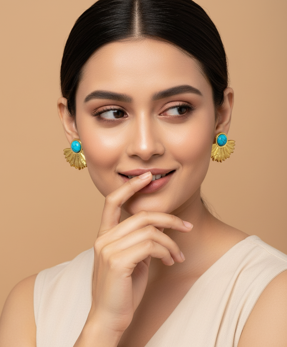 SreeVanna Turquoise Sunburst Earrings