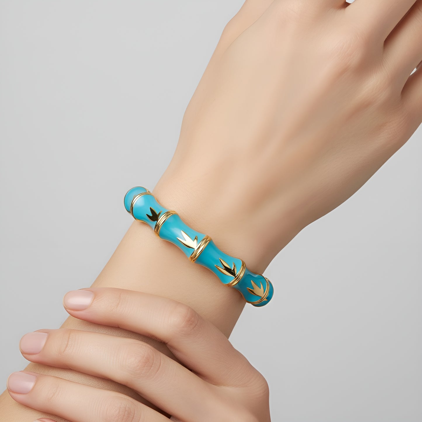 SreeVanna Luxe Bamboo Enamel Bangle (Turquoise Blue, Aqua Green, Sunshine Yellow, and Terracotta Marble)