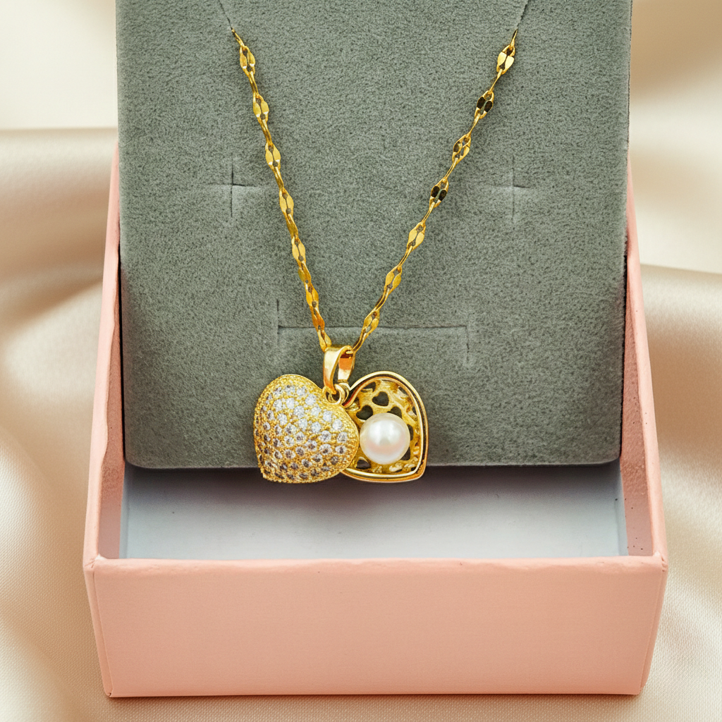 SreeVanna Secret Pearl 18K Heart Locket
