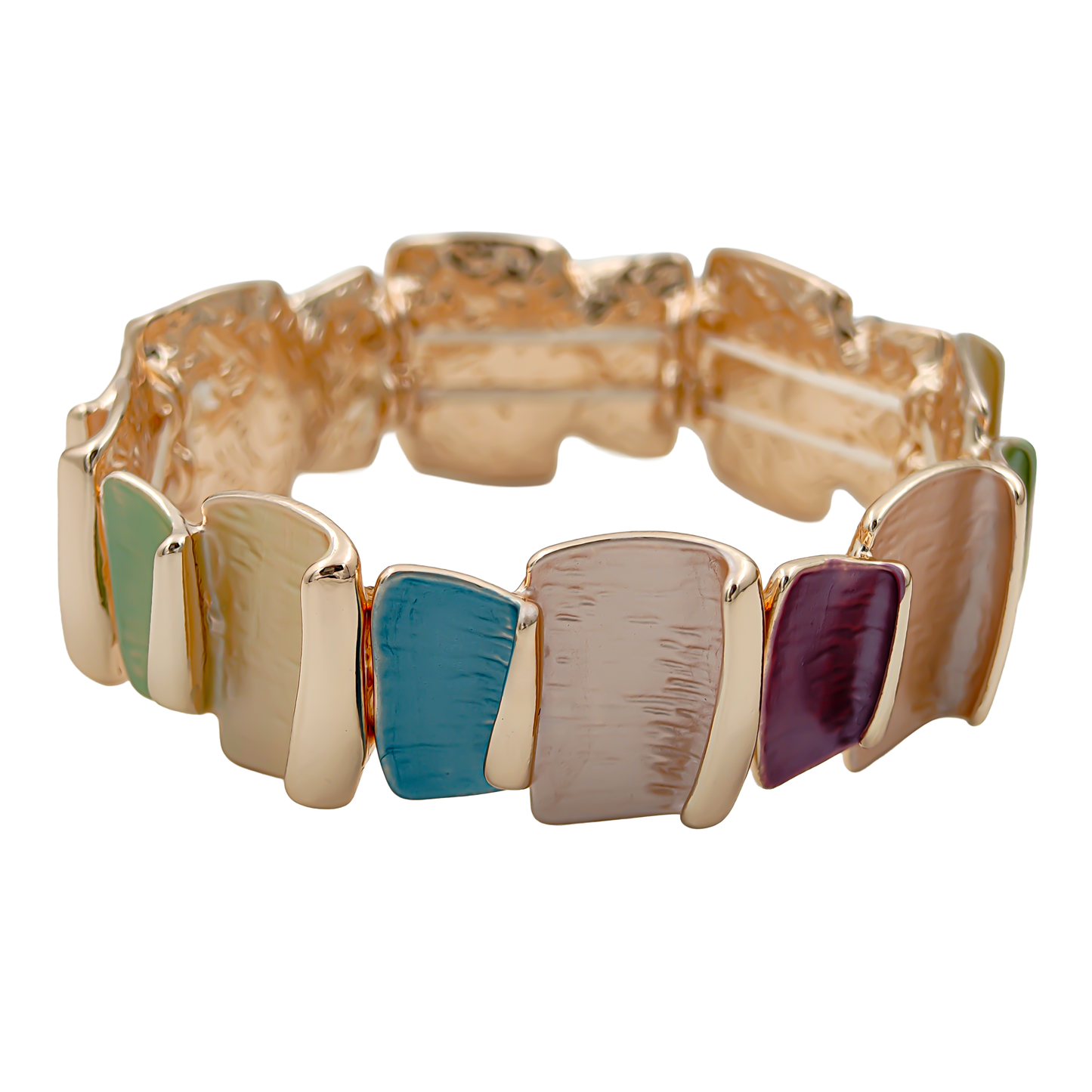 SreeVanna AuraWave 18K Gold-Plated Multicolor Enamel Elastic Bracelet