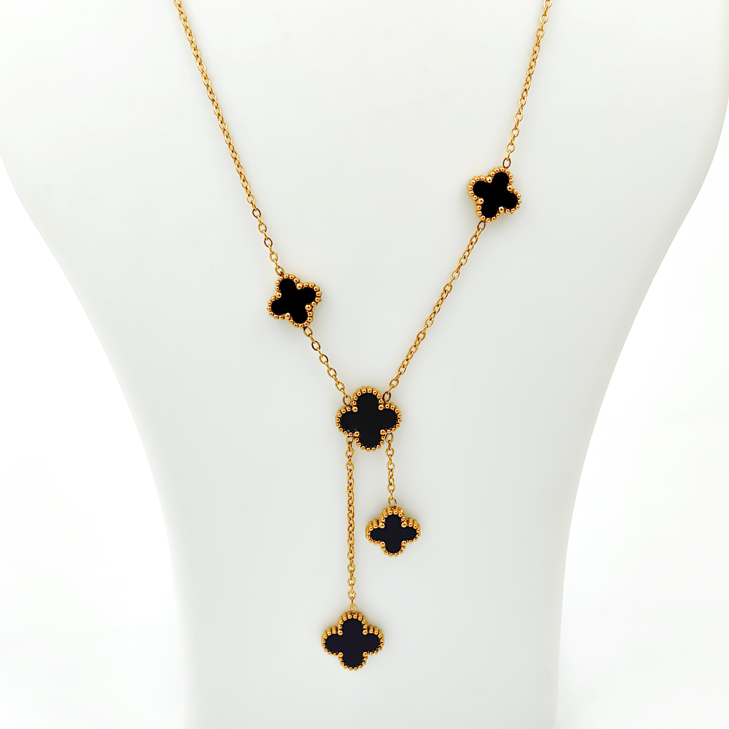 SreeVanna Noir Clover Grace Necklace & Earring Set