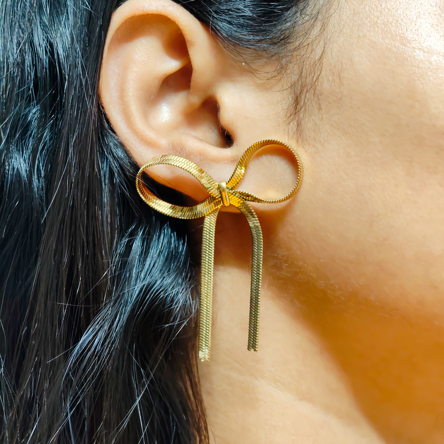 SreeVanna Golden Grace Bow Earrings