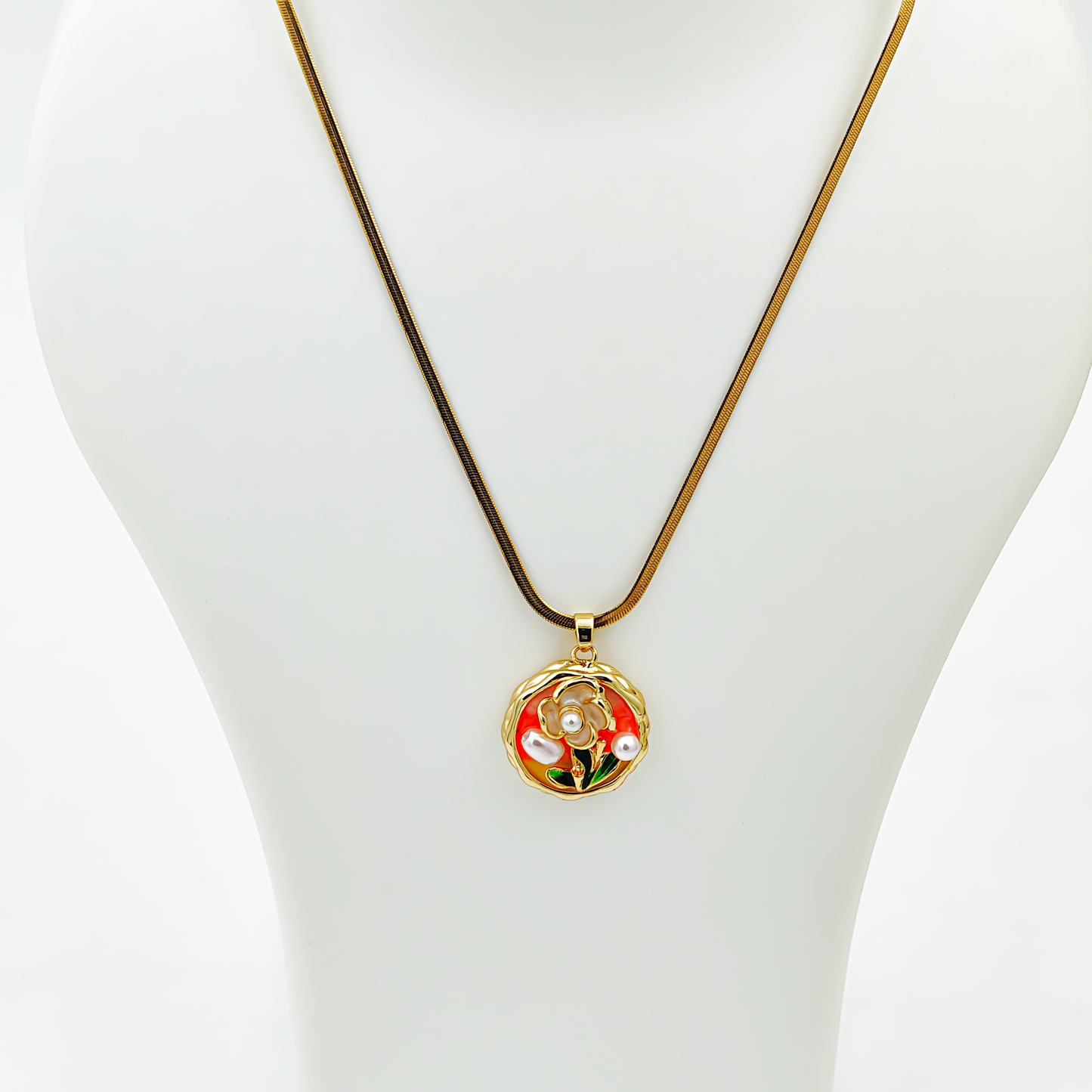 SreeVanna Golden Blossom Pearl Necklace