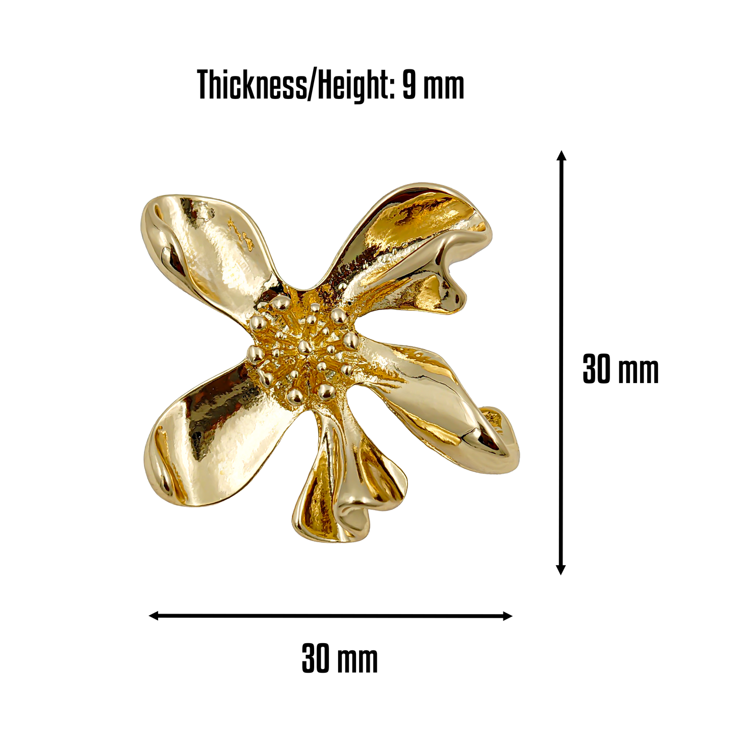 SreeVanna Golden Bloom Sculpted Flower Earrings