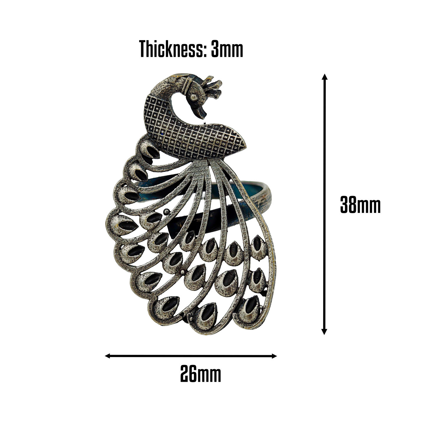 SreeVanna Mayura Ring – Ethnic Oxidized Brass Peacock Design