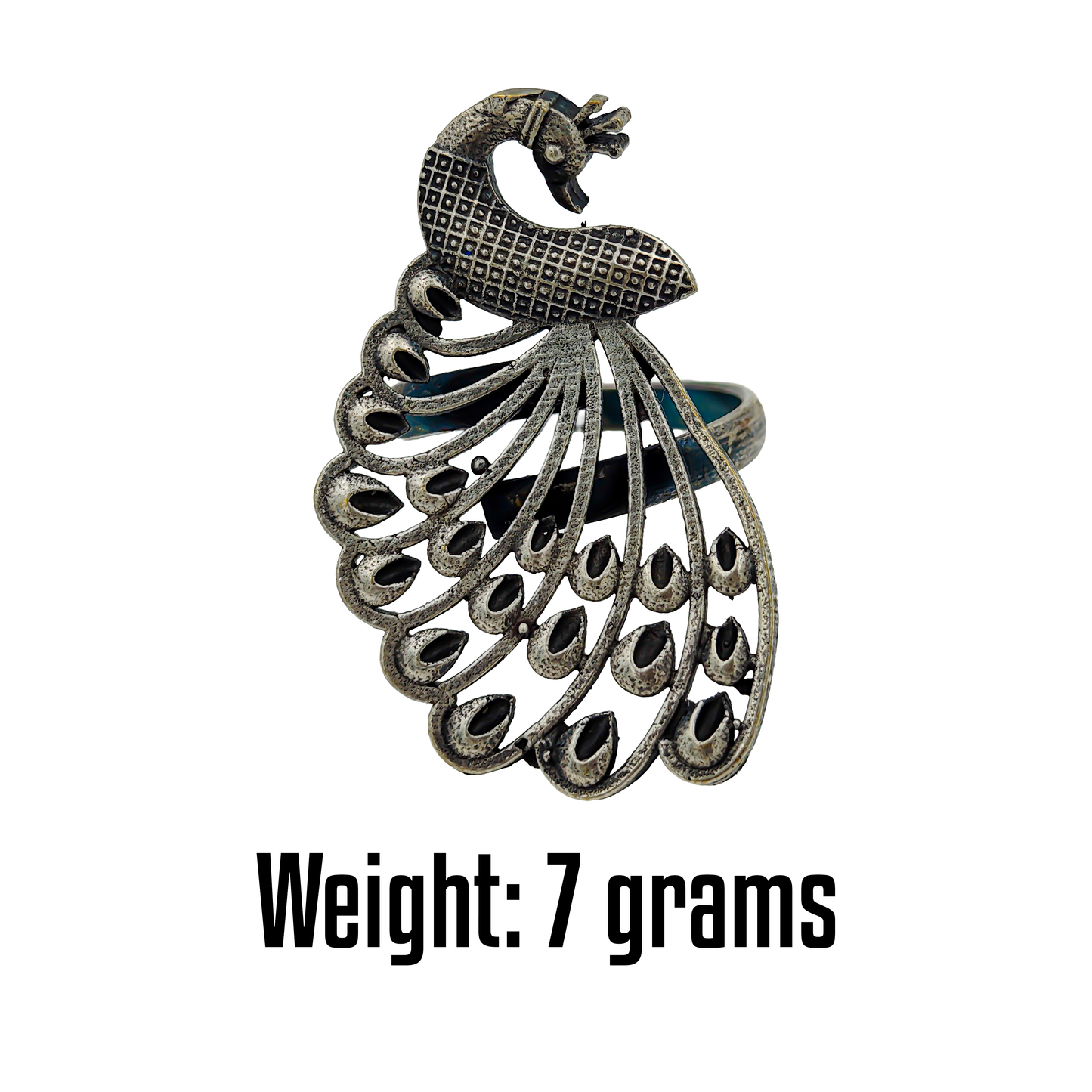 SreeVanna Mayura Ring – Ethnic Oxidized Brass Peacock Design