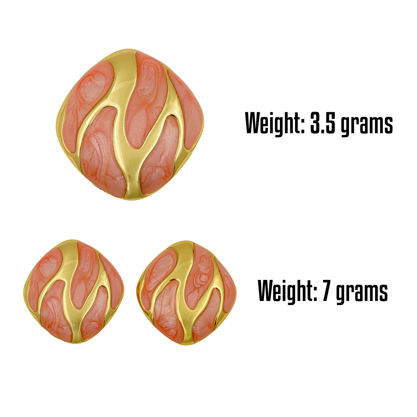 SreeVanna Élan Collection - Enamel Wave Stud Earrings (Orange, White, Pink, Aqua Blue &  Black)