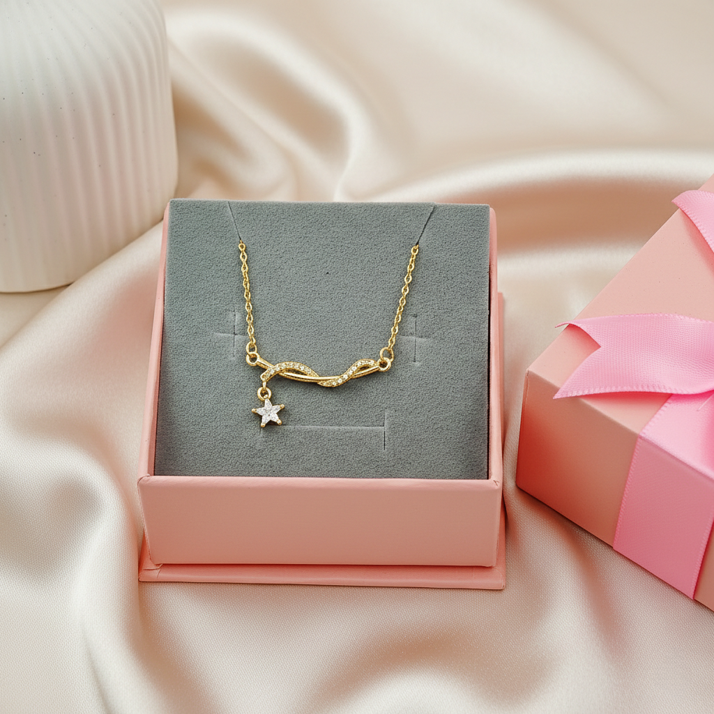 SreeVanna Celestia Charm - 18K Gold Plated Elegant Minimal Necklace