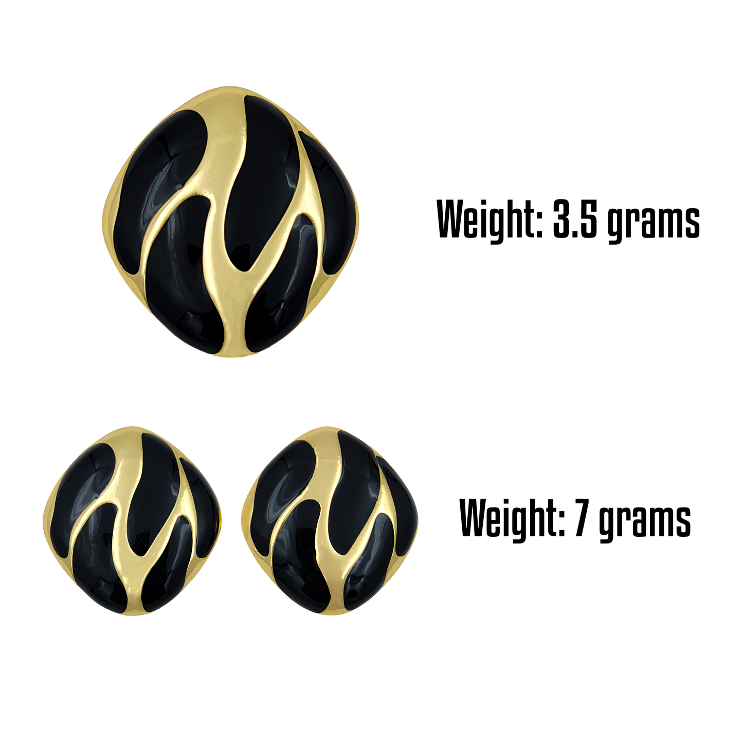 SreeVanna Élan Collection - Enamel Wave Stud Earrings (Orange, White, Pink, Aqua Blue &  Black)