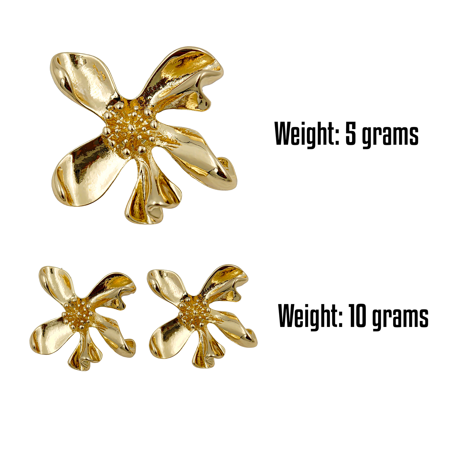 SreeVanna Golden Bloom Sculpted Flower Earrings