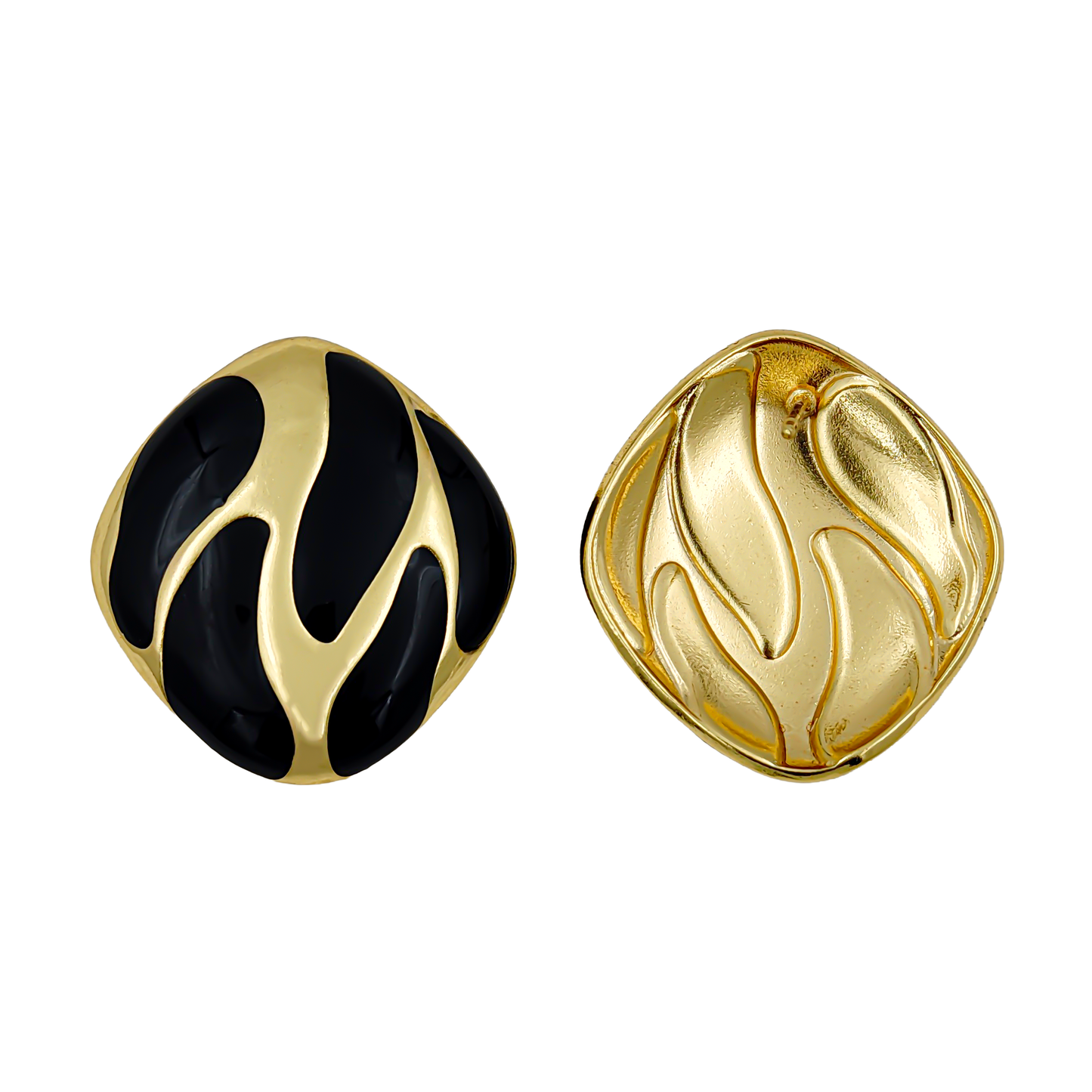 SreeVanna Élan Collection - Enamel Wave Stud Earrings (Orange, White, Pink, Aqua Blue &  Black)