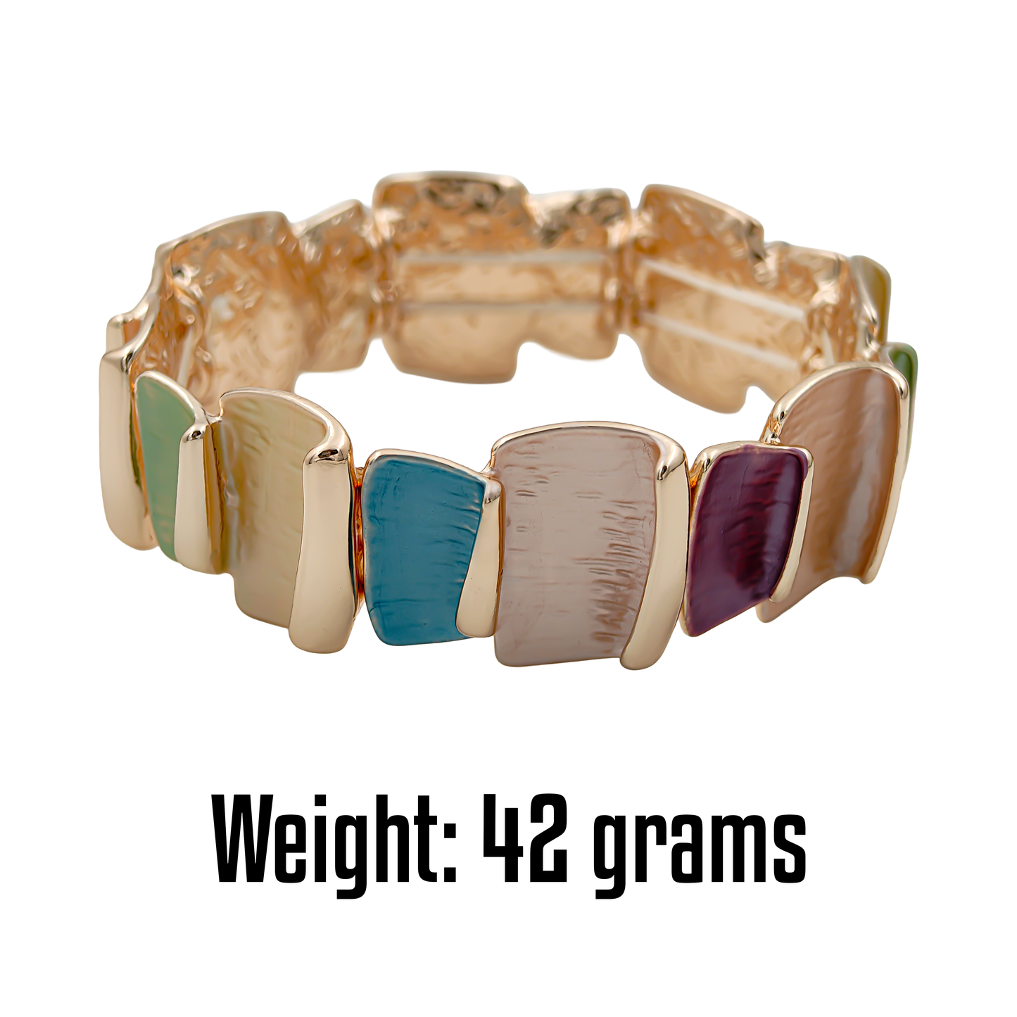 SreeVanna AuraWave 18K Gold-Plated Multicolor Enamel Elastic Bracelet