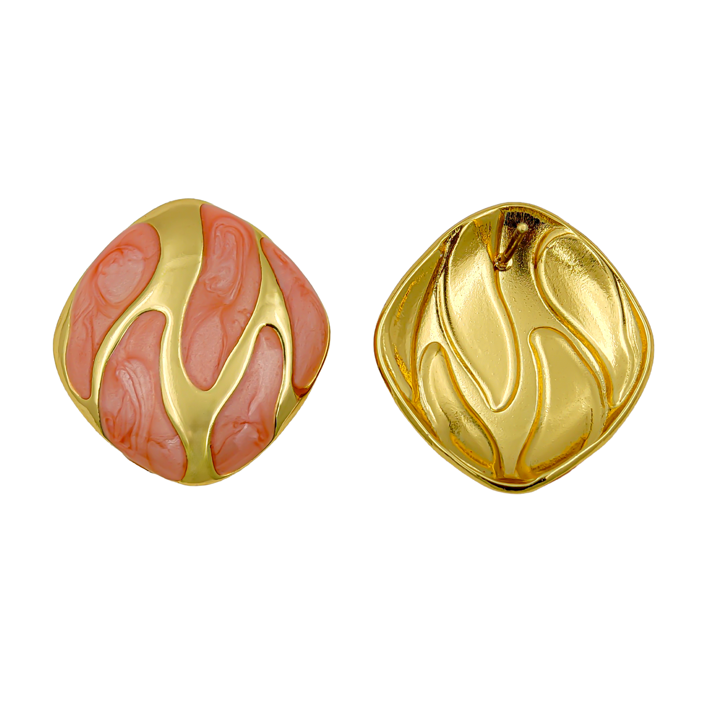SreeVanna Élan Collection - Enamel Wave Stud Earrings (Orange, White, Pink, Aqua Blue &  Black)