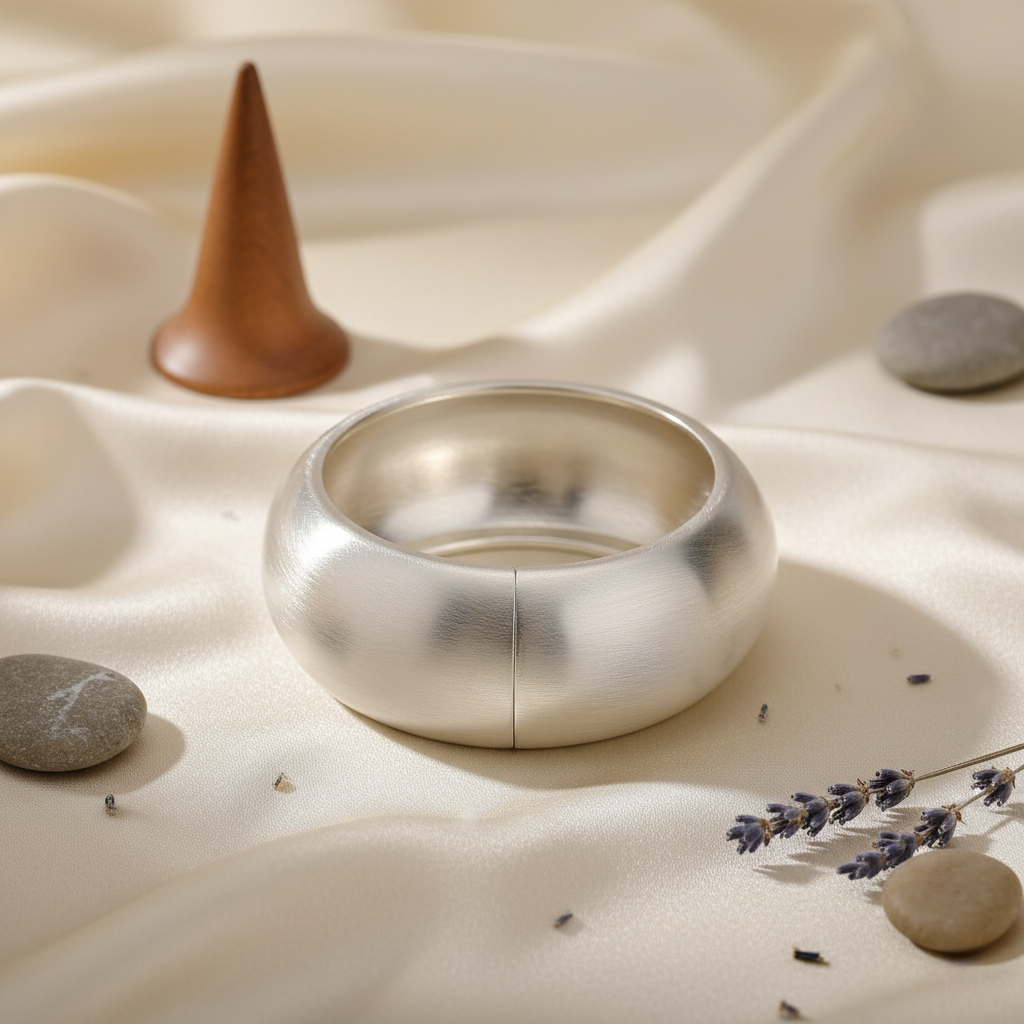 SreeVanna Luxe Matte Silver Dome Bangle