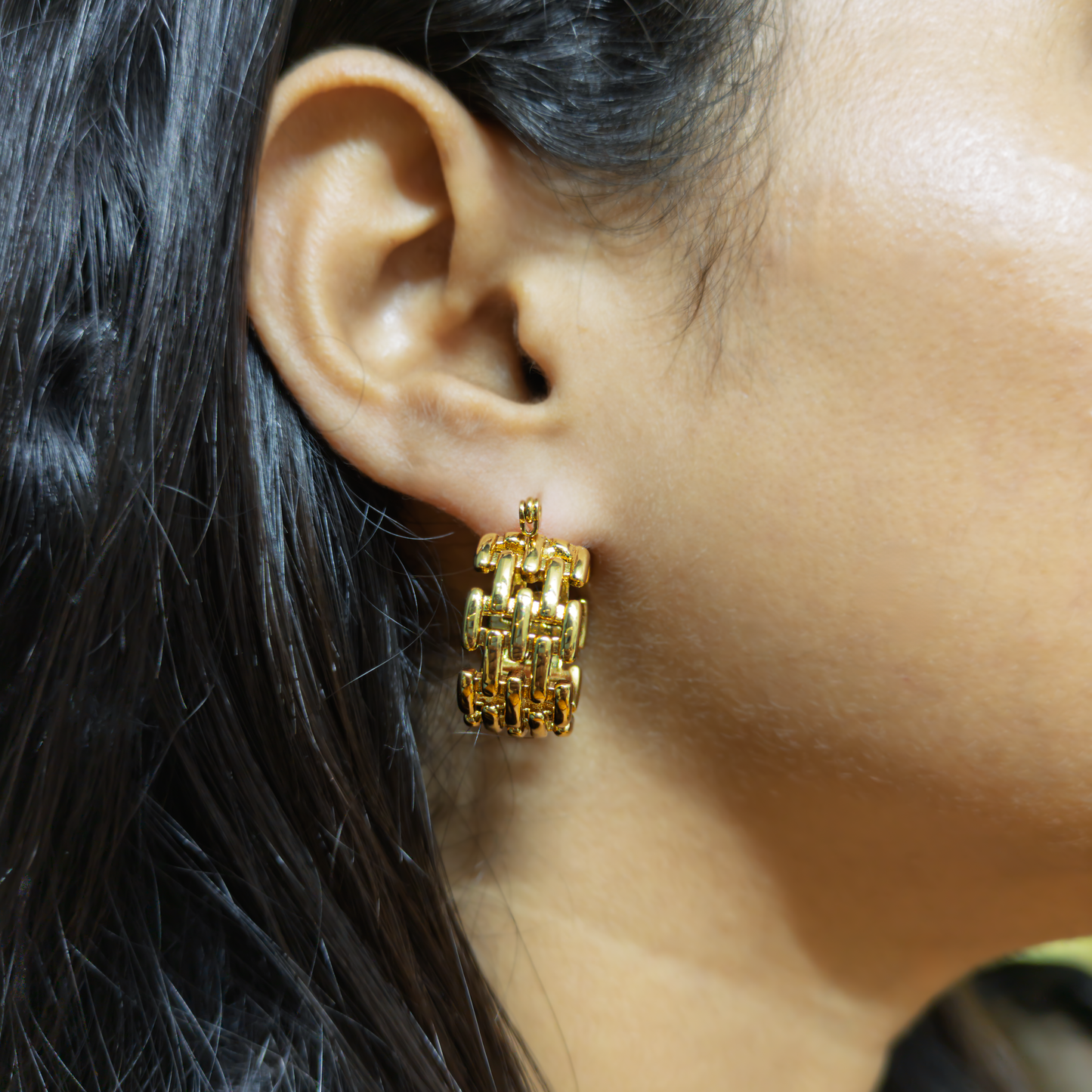 SreeVanna Golden Weave Hoop Earrings