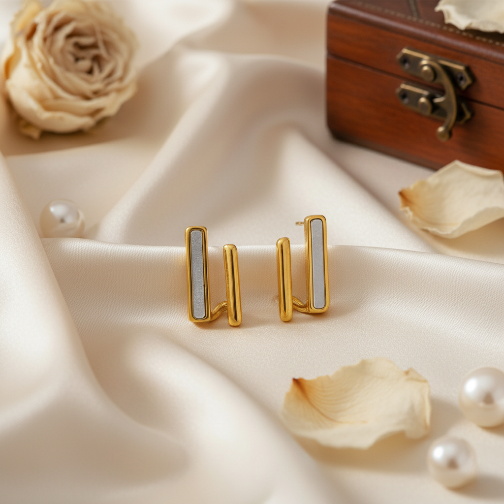 SreeVanna Sleek Dual Bar Earrings