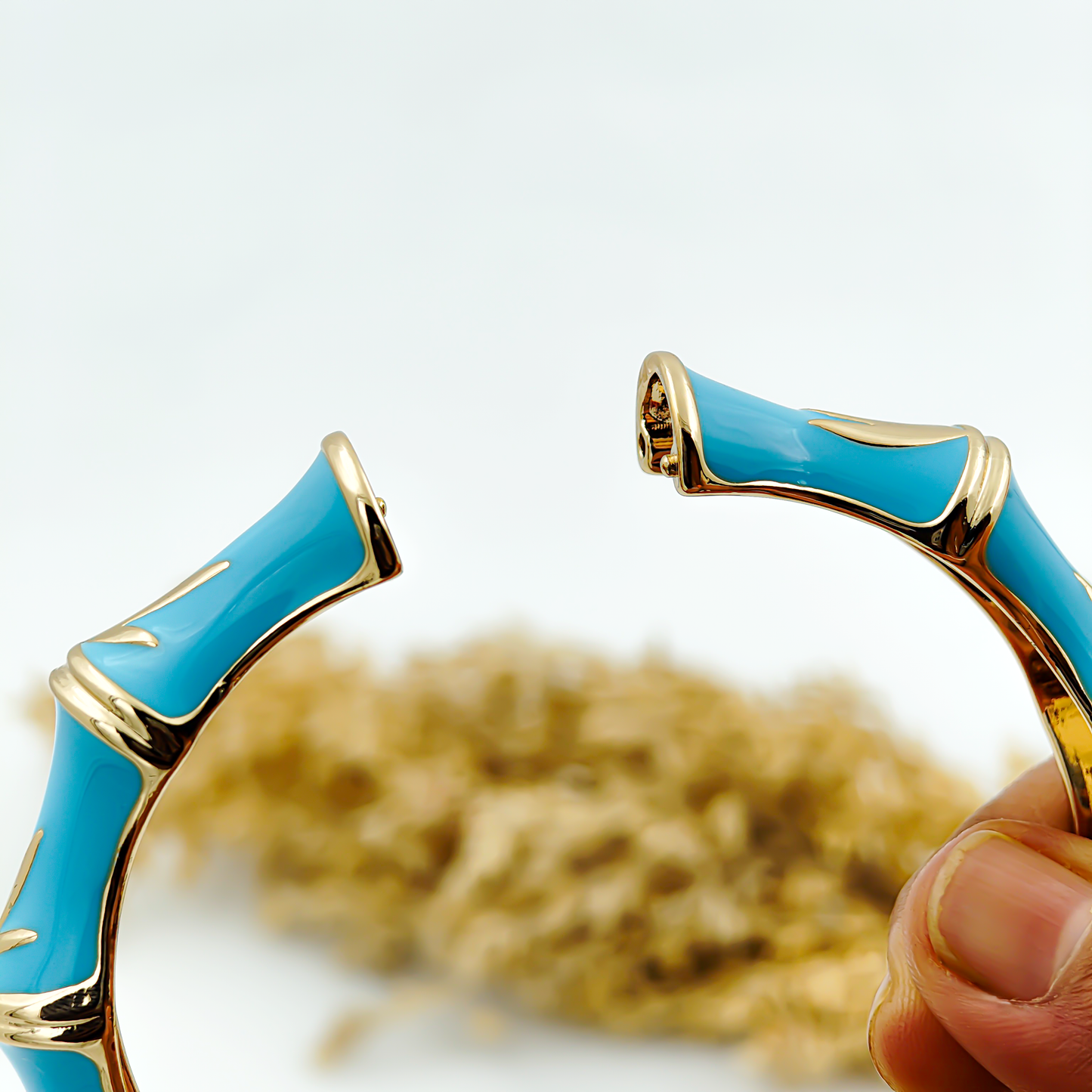 SreeVanna Luxe Bamboo Enamel Bangle (Turquoise Blue, Aqua Green, Sunshine Yellow, and Terracotta Marble)