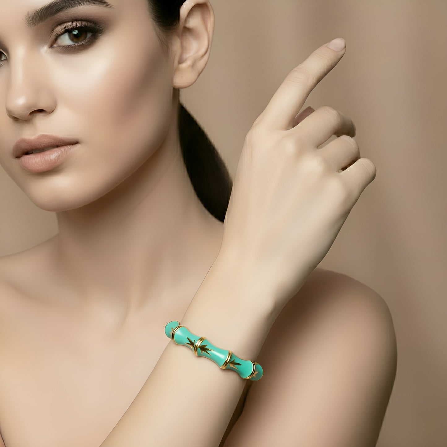 SreeVanna Luxe Bamboo Enamel Bangle (Turquoise Blue, Aqua Green, Sunshine Yellow, and Terracotta Marble)