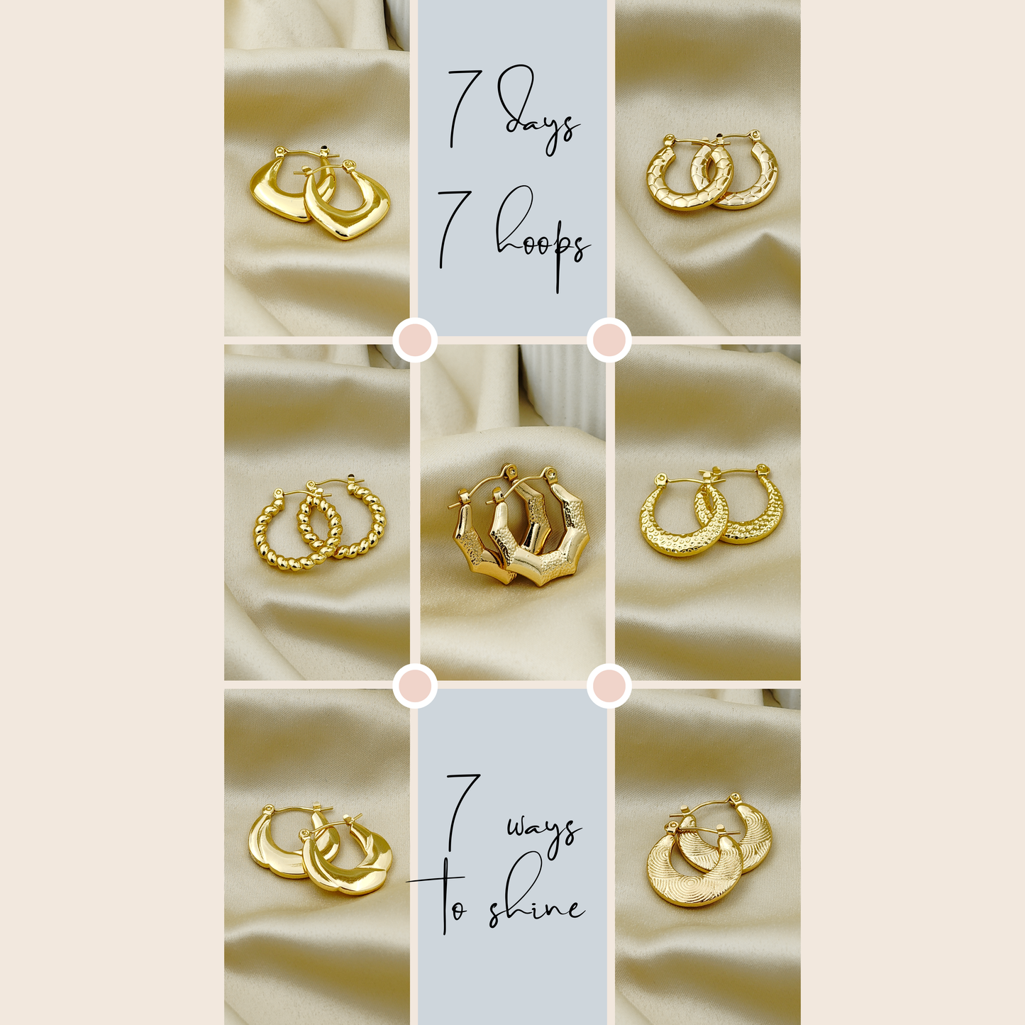 SreeVanna 7 Days 7 Hoops Collection – 18K Gold Plated Demi-Fine Hoop Earrings