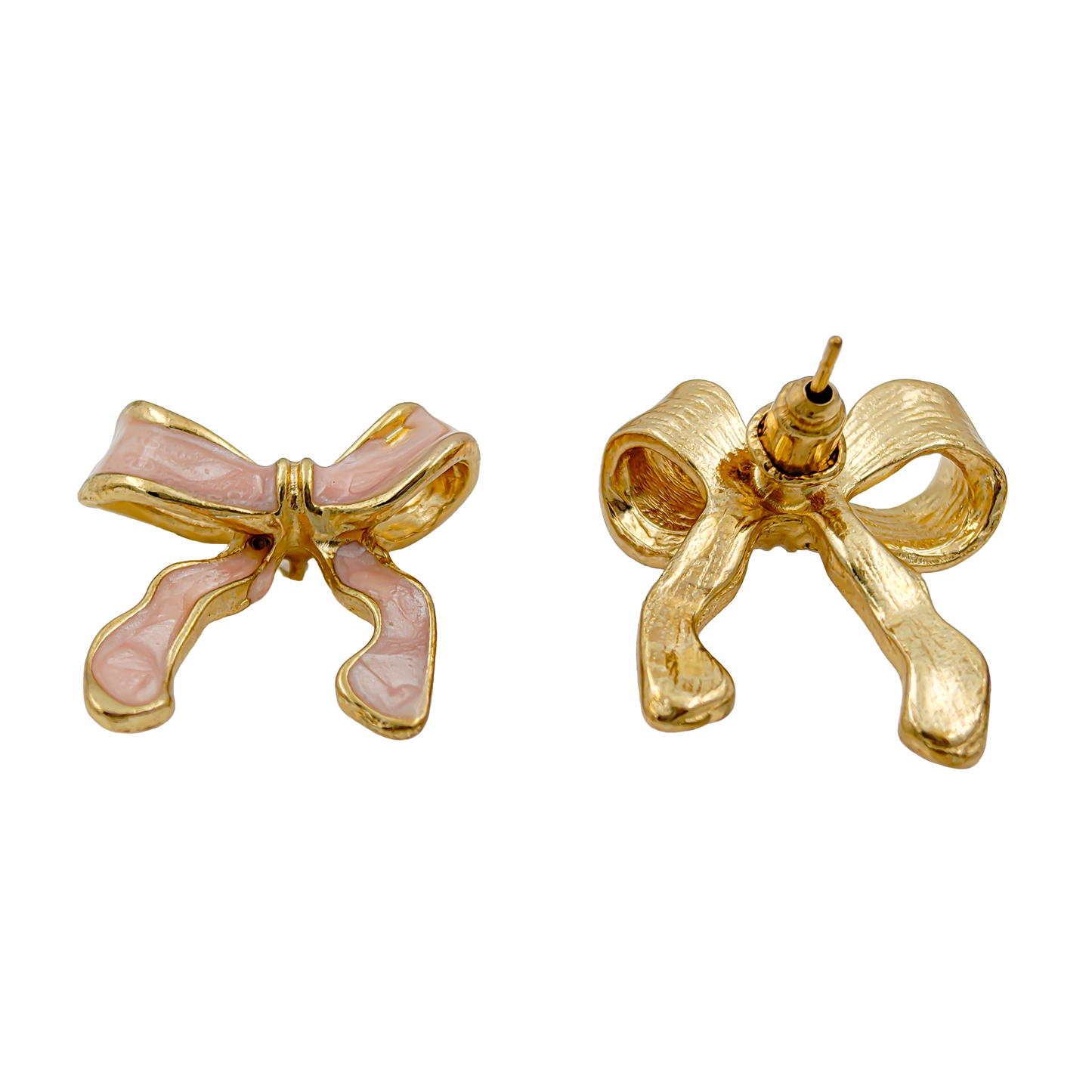 SreeVanna Blush Bow Enamel Earrings