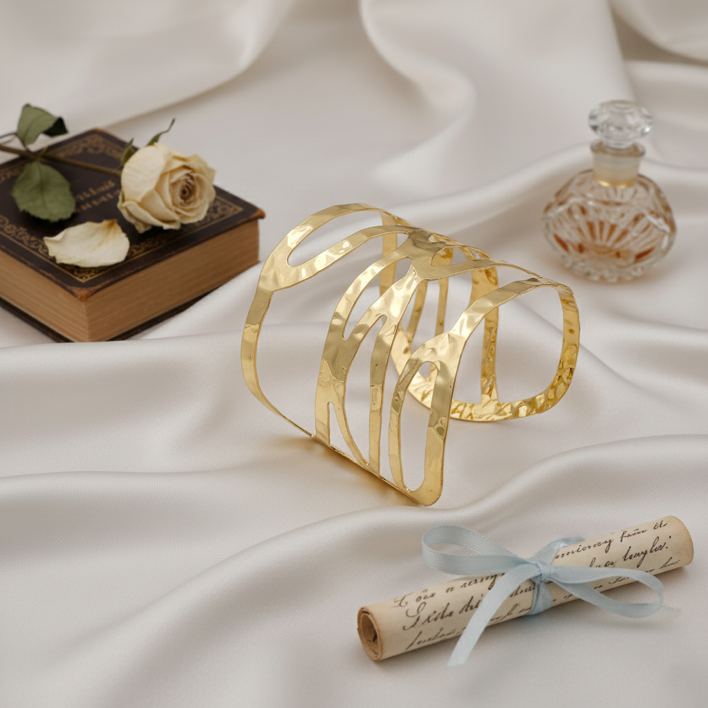 SreeVanna Aura Wave Hammered Cuff Bangle