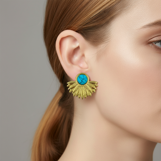 SreeVanna Turquoise Sunburst Earrings