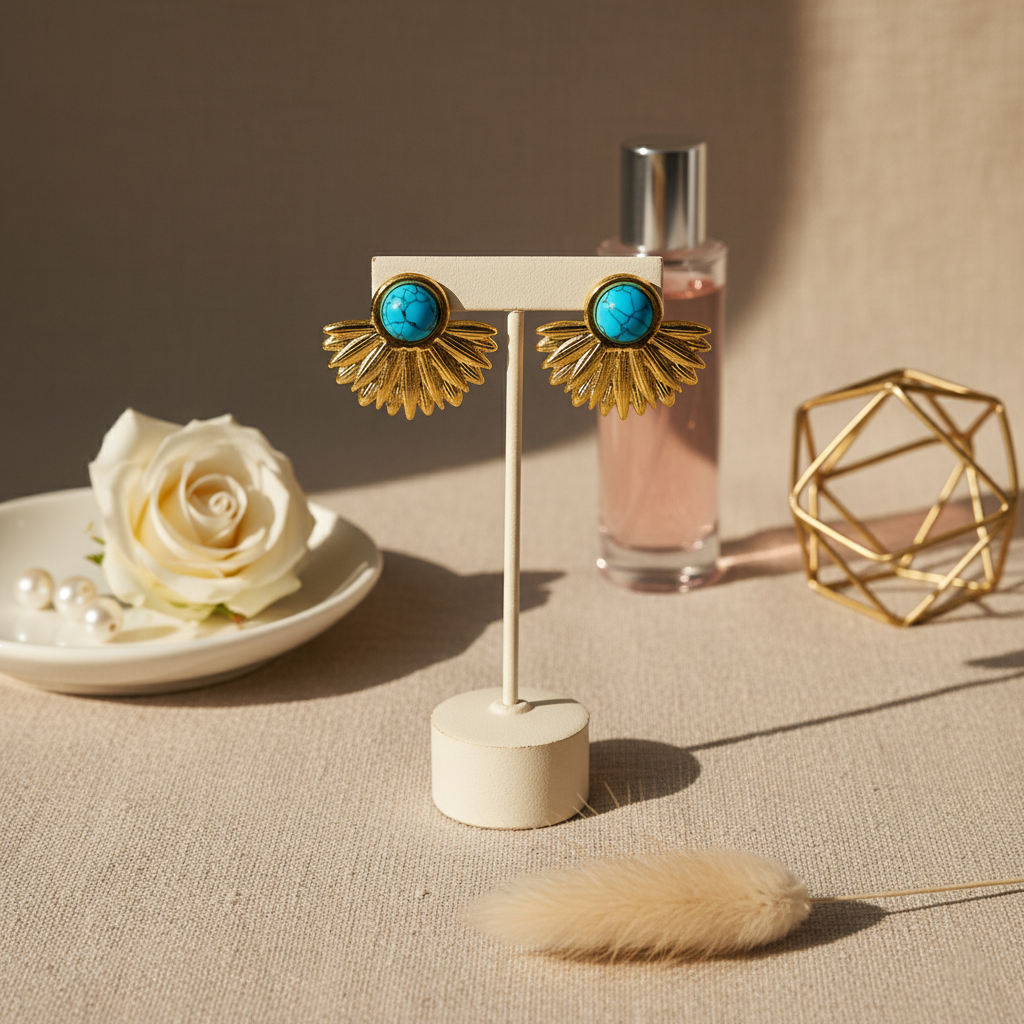 SreeVanna Turquoise Sunburst Earrings