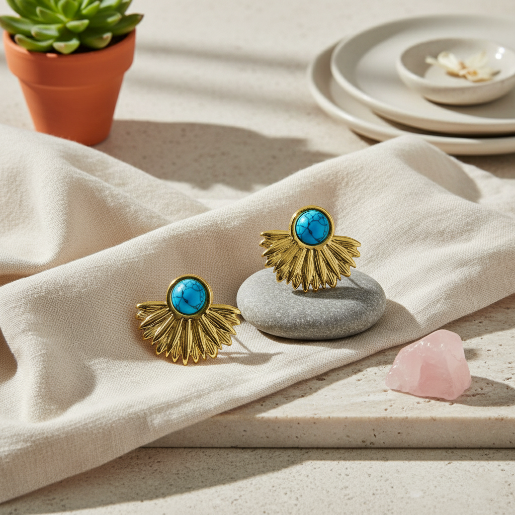 SreeVanna Turquoise Sunburst Earrings