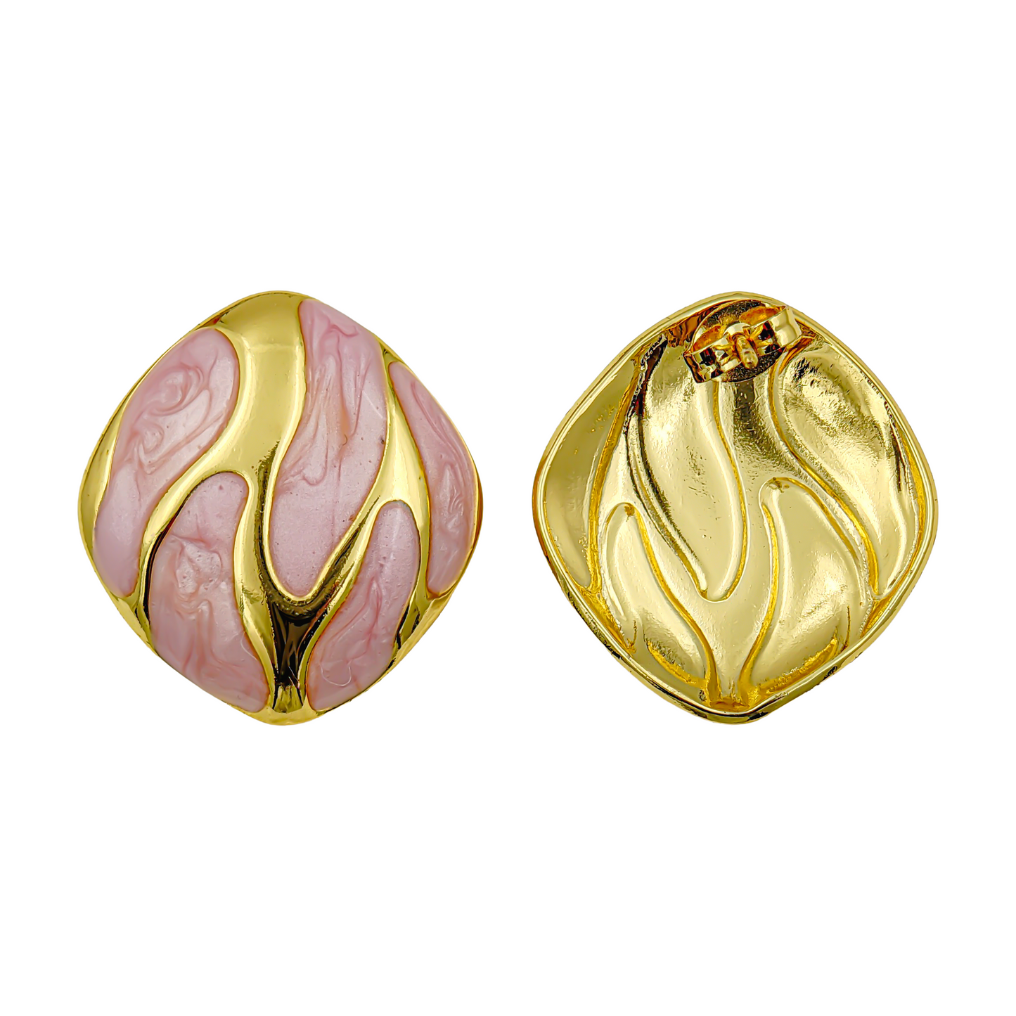 SreeVanna Élan Collection - Enamel Wave Stud Earrings (Orange, White, Pink, Aqua Blue &  Black)