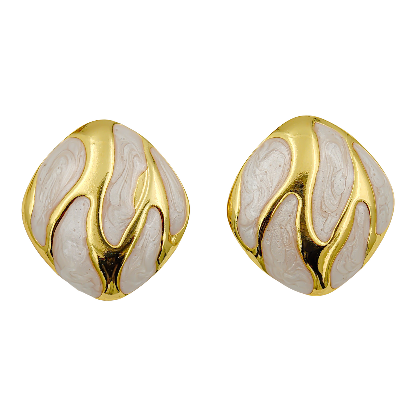 SreeVanna Élan Collection - Enamel Wave Stud Earrings (Orange, White, Pink, Aqua Blue &  Black)