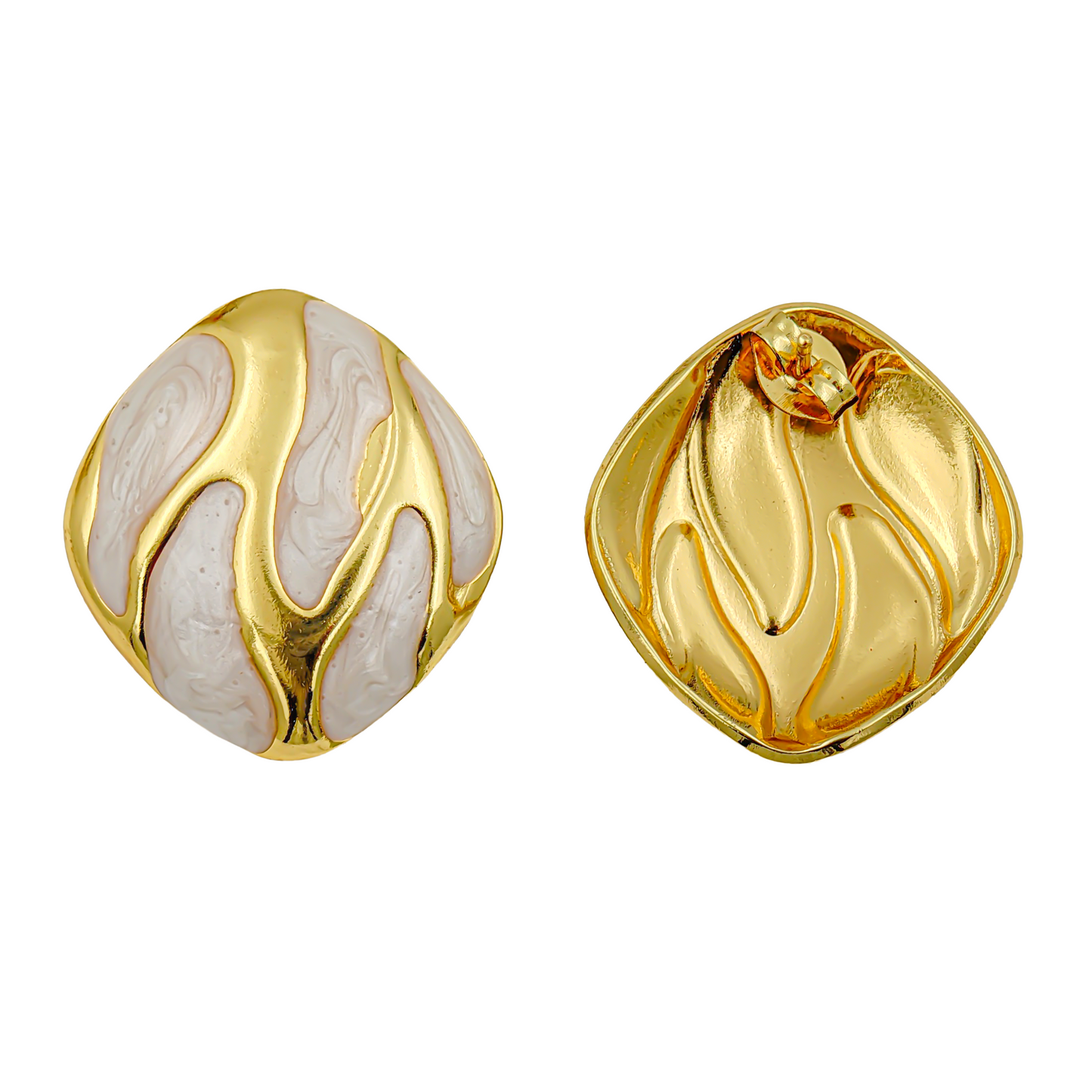 SreeVanna Élan Collection - Enamel Wave Stud Earrings (Orange, White, Pink, Aqua Blue &  Black)