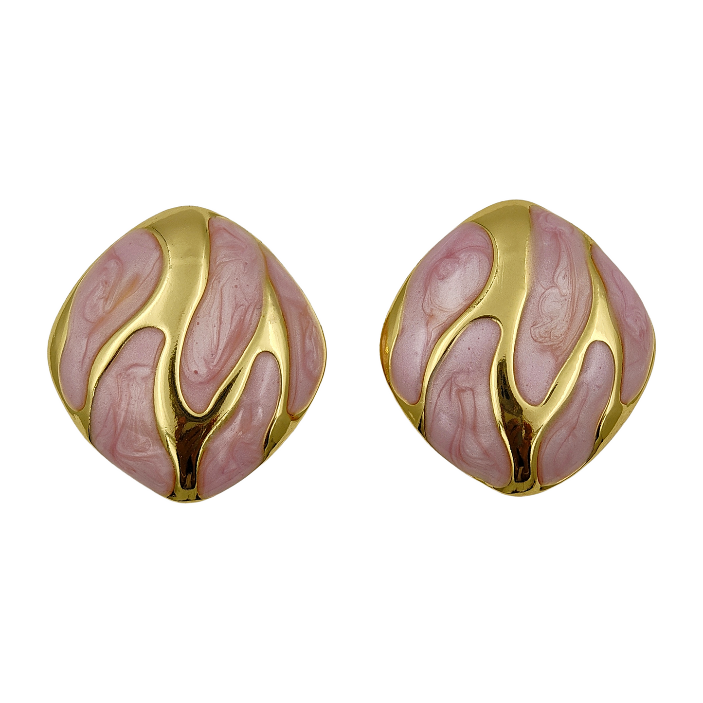 SreeVanna Élan Collection - Enamel Wave Stud Earrings (Orange, White, Pink, Aqua Blue &  Black)