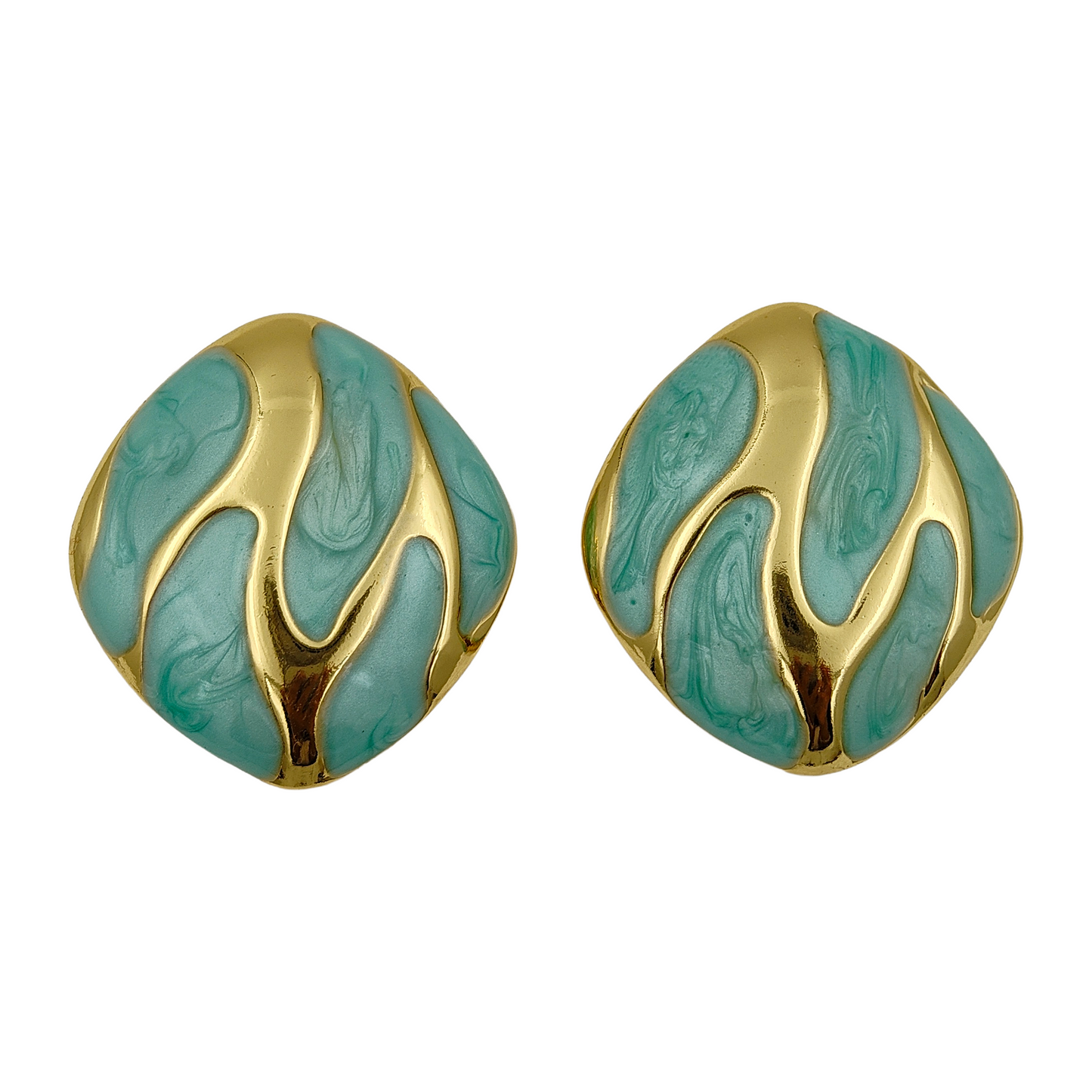 SreeVanna Élan Collection - Enamel Wave Stud Earrings (Orange, White, Pink, Aqua Blue &  Black)