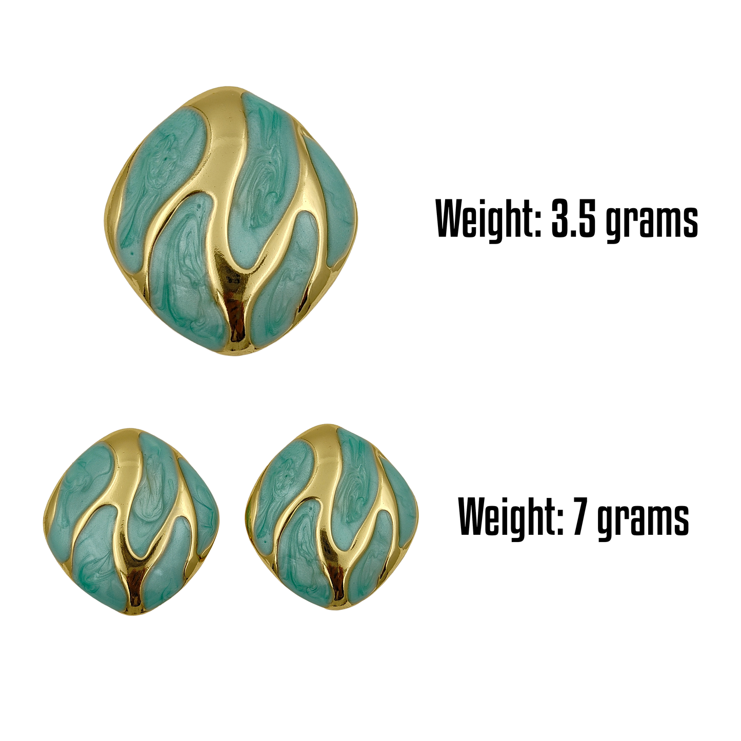SreeVanna Élan Collection - Enamel Wave Stud Earrings (Orange, White, Pink, Aqua Blue &  Black)