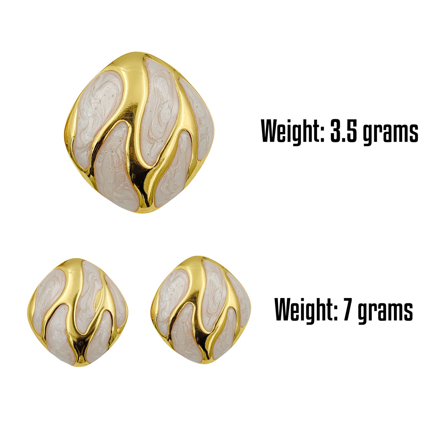 SreeVanna Élan Collection - Enamel Wave Stud Earrings (Orange, White, Pink, Aqua Blue &  Black)